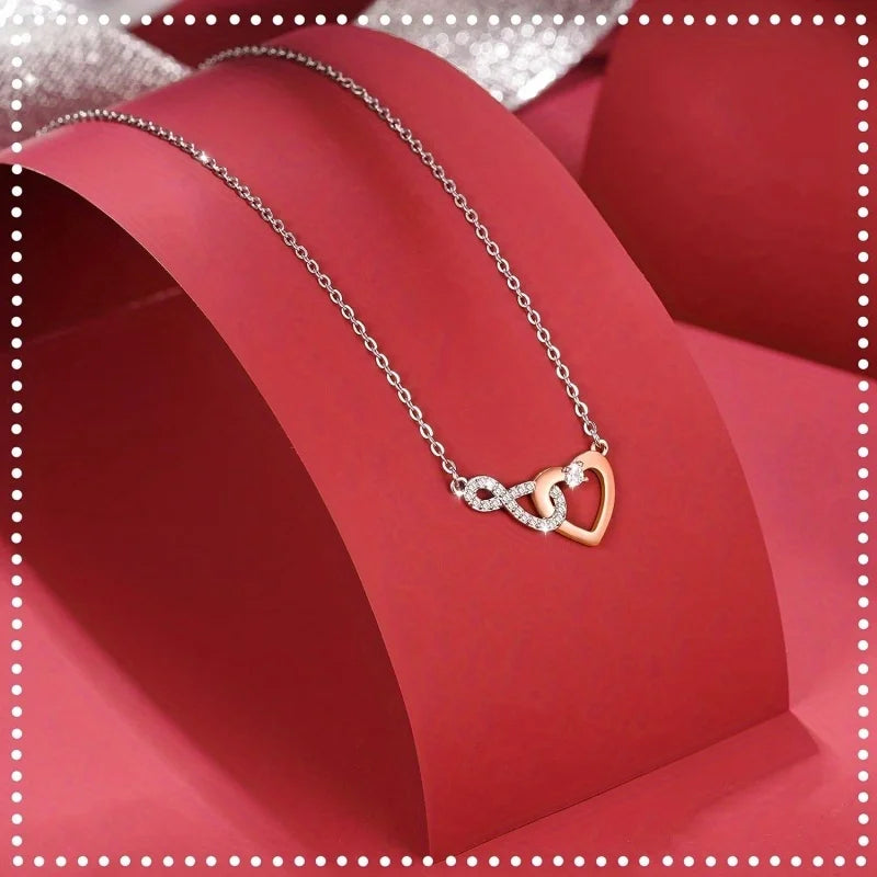 Infinity Heart Pendant Necklace Gift for Mothers Day
