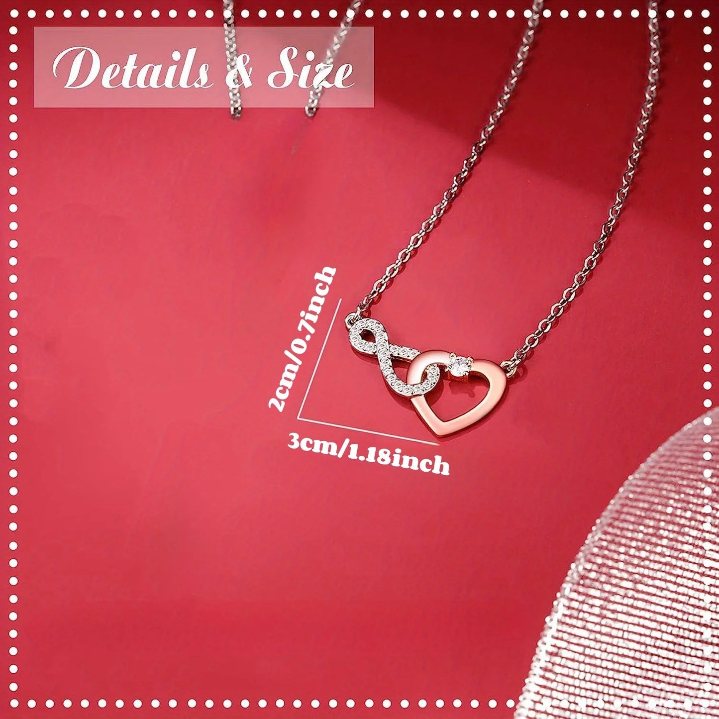 Infinity Heart Pendant Necklace Gift for Mothers Day