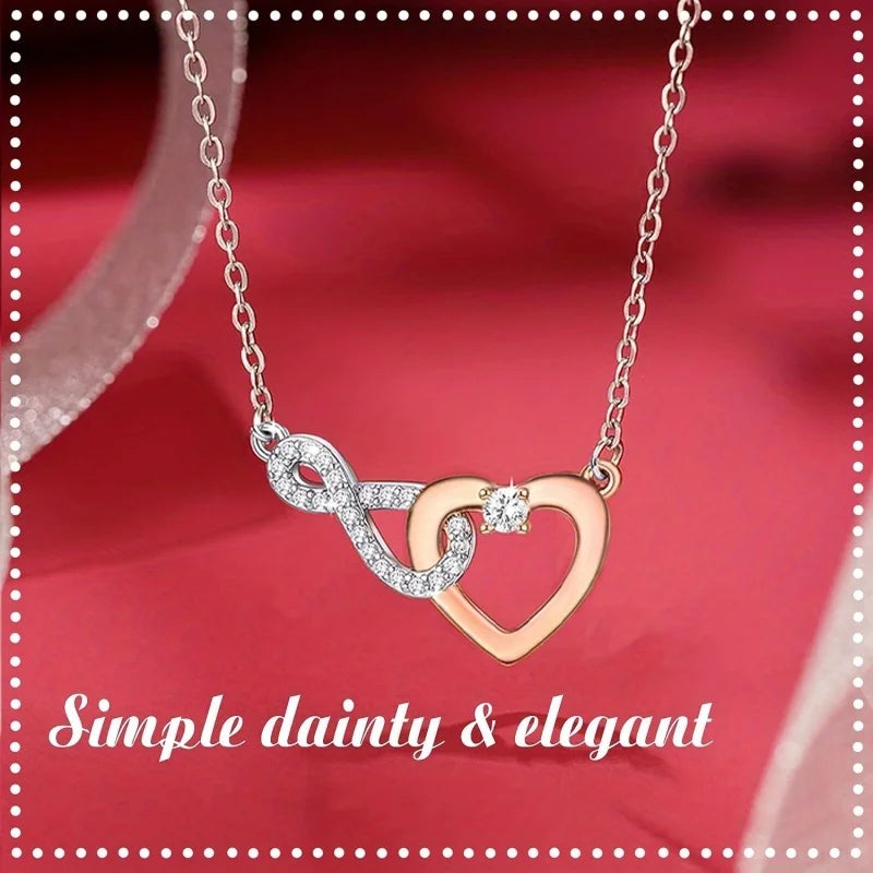 Infinity Heart Pendant Necklace Gift for Mothers Day